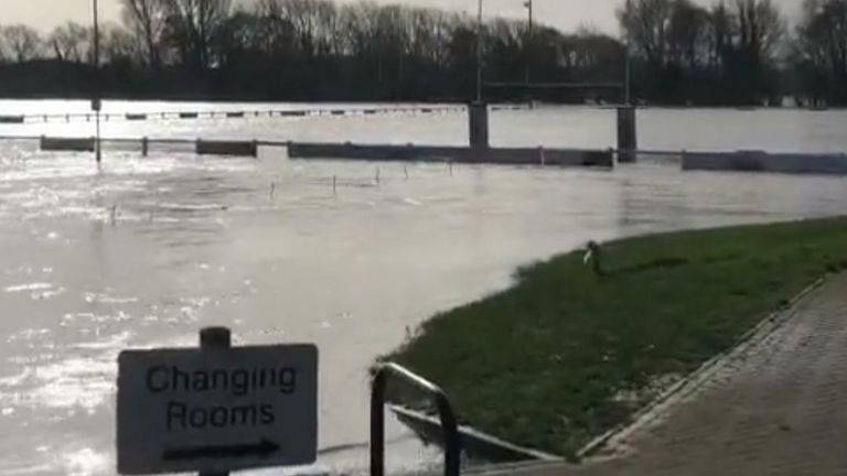 The pitches at Derby Rugby Club have been destroyed by Storm Franklin 
