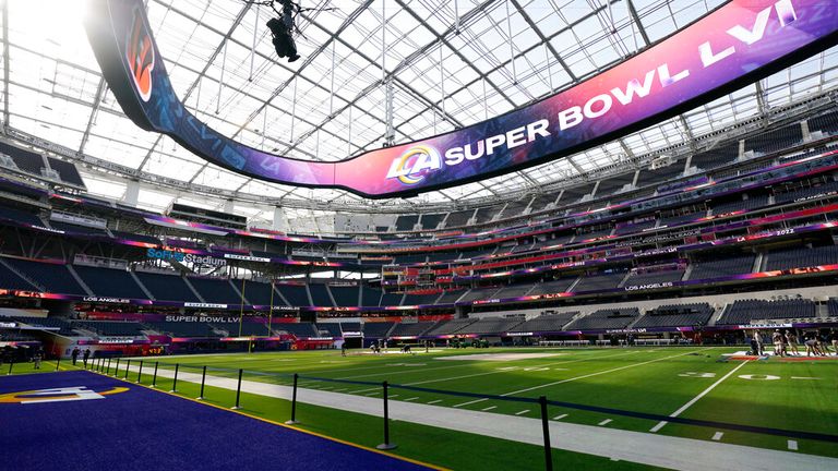 The SoFi stadium in Los Angeles will host this year&#39;s Super Bowl. Pic: AP