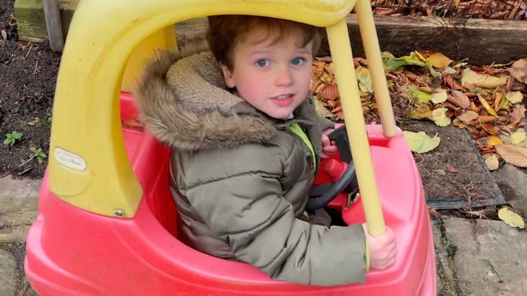 Teddy Slade, aged four, marks three years since pioneering proton beam therapy treatment for a rare brain tumour