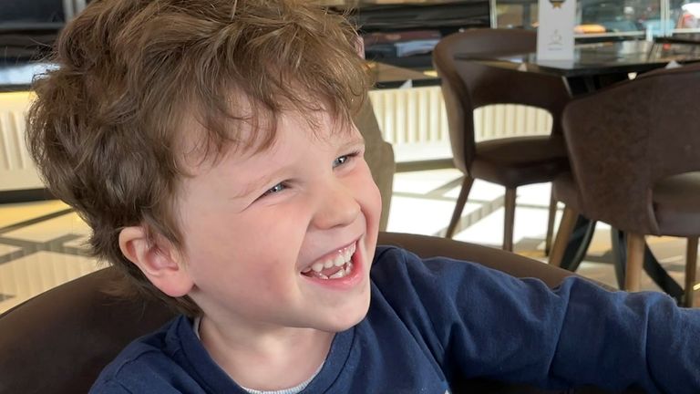 Teddy Slade, aged four, marks three years since proton beam therapy treatment for a rare brain tumour