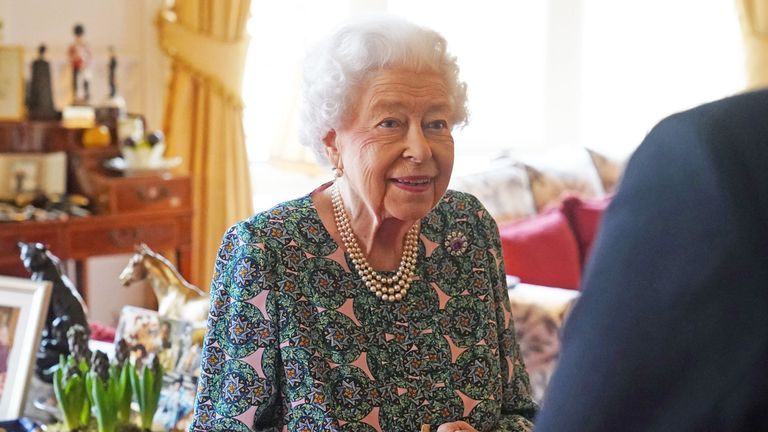 The Queen at Windsor Caste on 16 February
