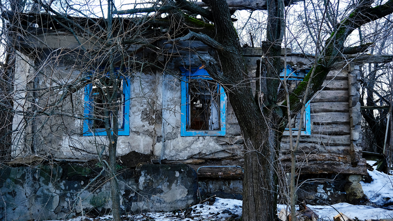 A shelled property in Krymske