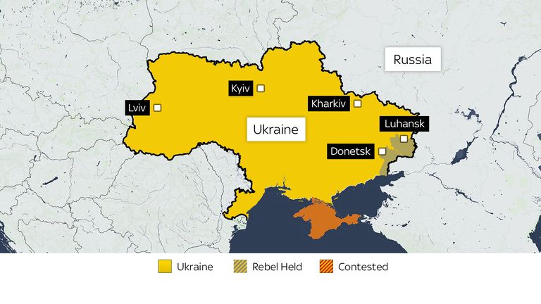 A map of Ukraine showing where attacks have taken place