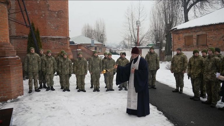 Father Viktor Marynchak is the priest for Ukraine&#39;s Orthodox Church in Kharkiv. In the winter cold, he holds services for young men contemplating their first real war.
