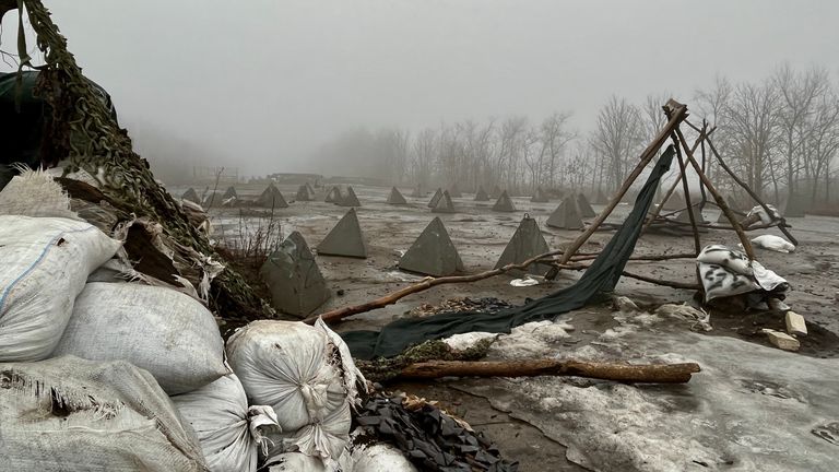 Ukrainian defensive positions near Popasne