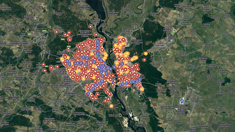 The Kyiv government created a Google Maps list of bomb shelters for residents