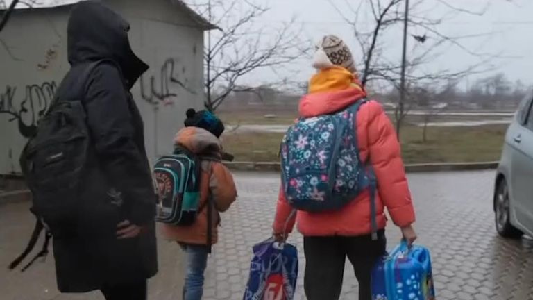 Some residents of Mariupol in Ukraine pack their things and leave as they fear for their safety following Russia&#39;s military escalation