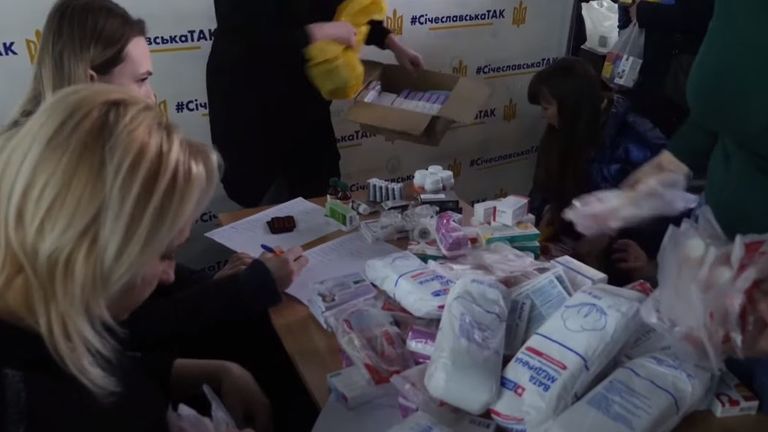 Ukrainian civilians contributed medical supplies
