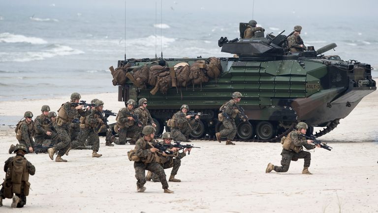 US Marines take a part in a military exercise by the Baltic Sea. File pic: AP