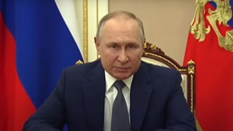 Vladimir Putin speaking on Russian television