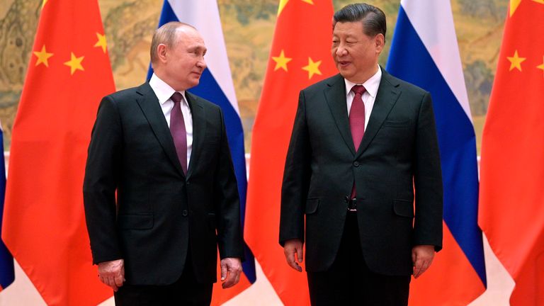 Russian President Vladimir Putin and Chinese President Xi Jinping have held talks in Beijing. Pic: AP