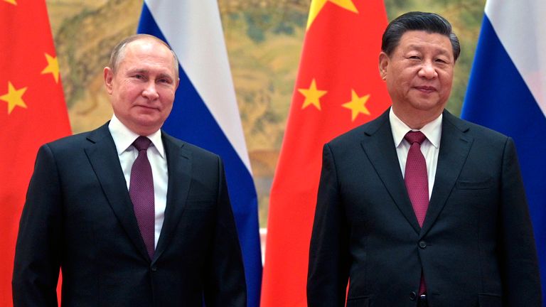 (L-R) Vladimir Putin and Xi Jinping. Pic: AP