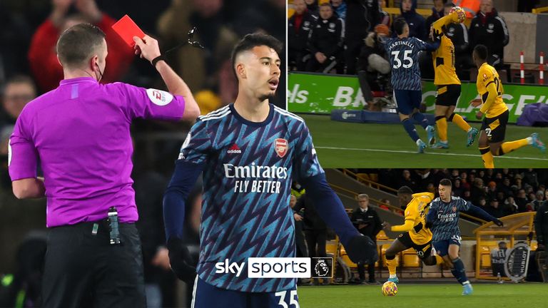 Gabriel Martinelli&#39;s two yellow cards in five seconds! | Video | Watch TV Show | Sky Sports