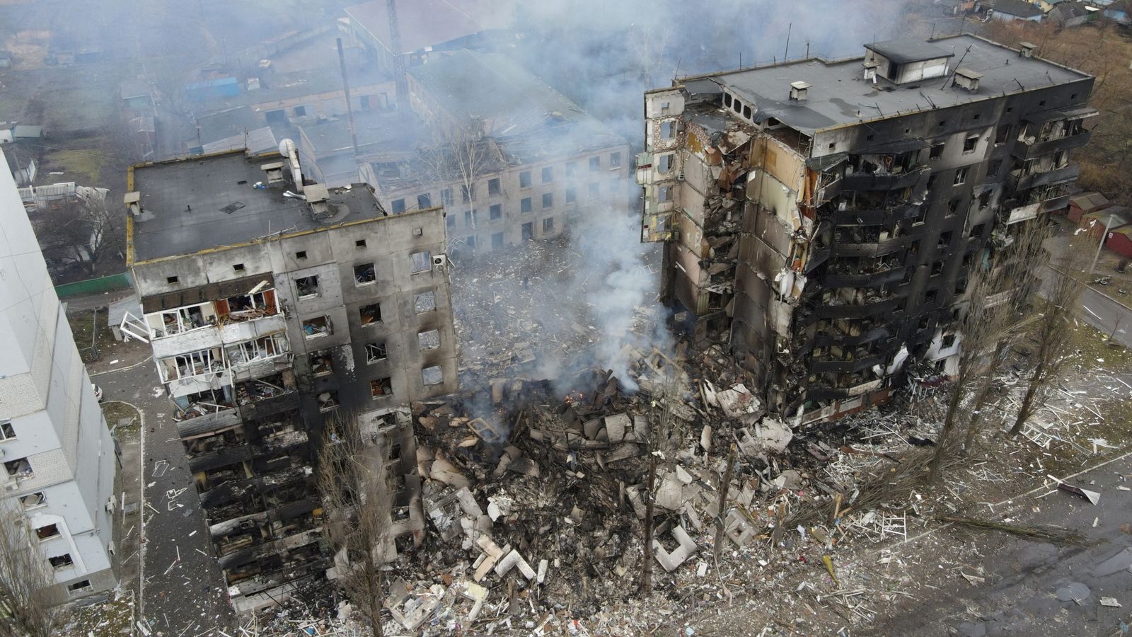 Ukraine Invasion Drone Footage Shows Devastation Of Residential Area Ukraine Invasion Drone Footage Shows Devastation Of Residential Area