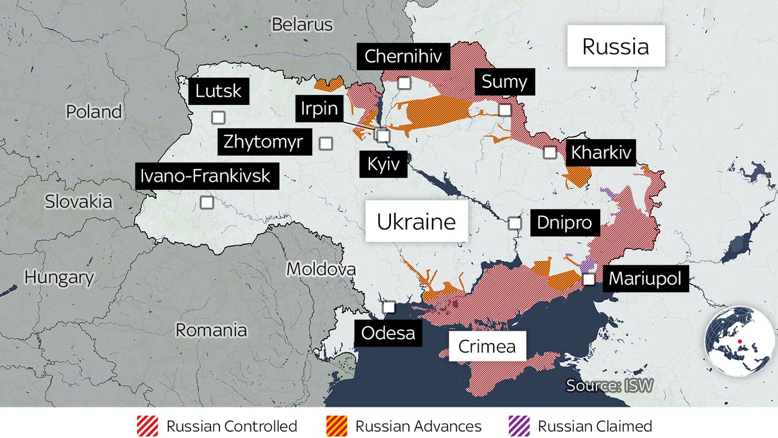 Russia's invasion of Ukraine mapped - what happened on day 16 | World ...