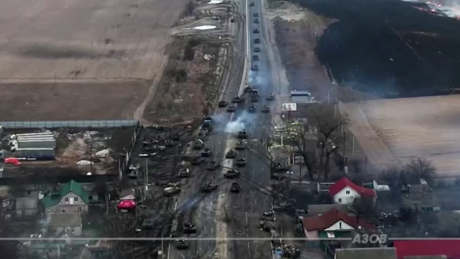 Ukraine war: Drone footage shows Russian tank column retreat after ...