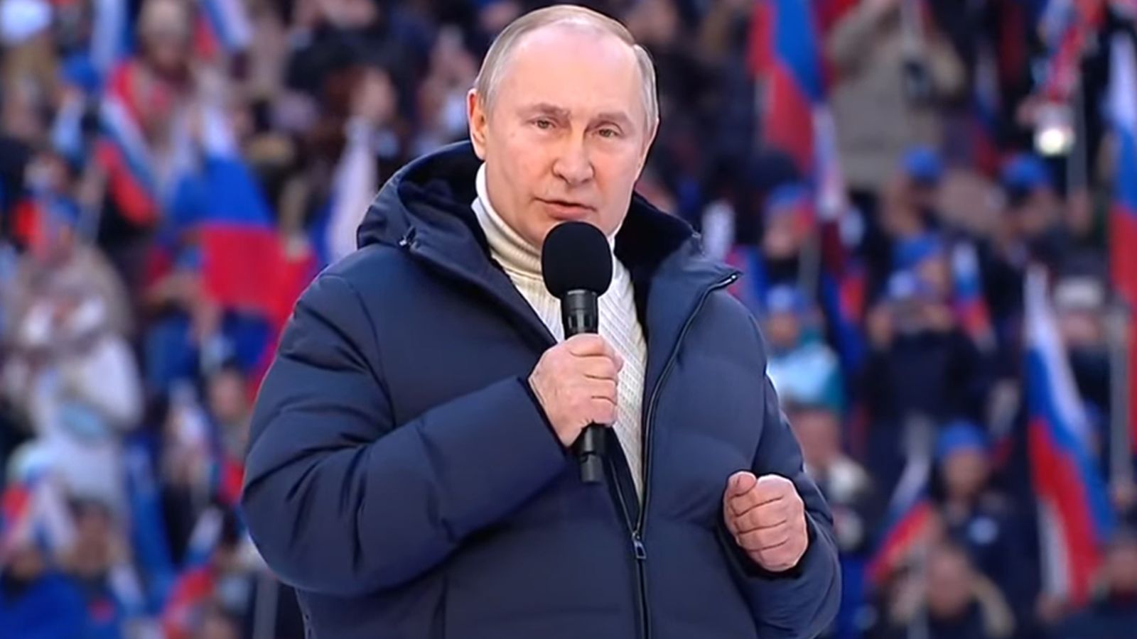 Putin speaks at live music concert in Moscow to celebrate anniversary ...