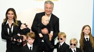 Actor Alec Baldwin, center, poses with his wife Hilaria Baldwin and their children at the world premiere of "The Boss Baby: Family Business" at the SVA Theatre on Tuesday, June 22, 2021, in New York. (Photo by Evan Agostini/Invision/AP)