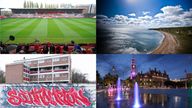 City of Culture 2025 shortlist, clockwise from top left: Wrexham FC/ Durham Heritage Coast/ Bradford&#39;s City Park - pic by Visit Bradford/ Southampton - pic by Iwan Baan