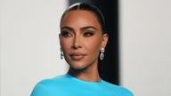Kim Kardashian pictured at the Vanity Fair 2022 Oscars party