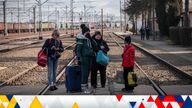 A family fleeing from Ukraine, wait for the train at the border crossing station in Medyka, Poland, Thursday, March 10, 2022. U.N. officials said that the Russian onslaught has forced 2 million people to flee Ukraine. It has trapped others inside besieged cities that are running low on food, water and medicine amid the biggest ground war in Europe since World War II. (AP Photo/Visar Kryeziu) PIC:AP