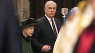 Queen Elizabeth II and the Duke of York arrive at a Service of Thanksgiving for the life of the Duke of Edinburgh, at Westminster Abbey in London. Picture date: Tuesday March 29, 2022.