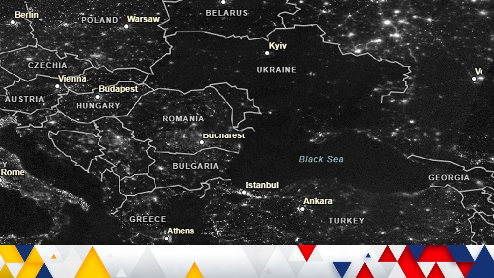Ukraine goes dark: Satellite images show lights out in war-torn country |  World News | Sky News