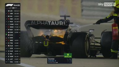 Gasly's car catches fire