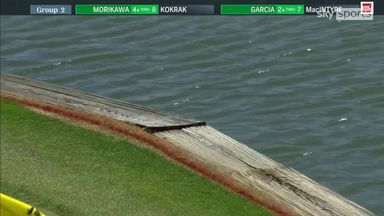 Unlucky Schauffele loses ball down gap in wooden slats!