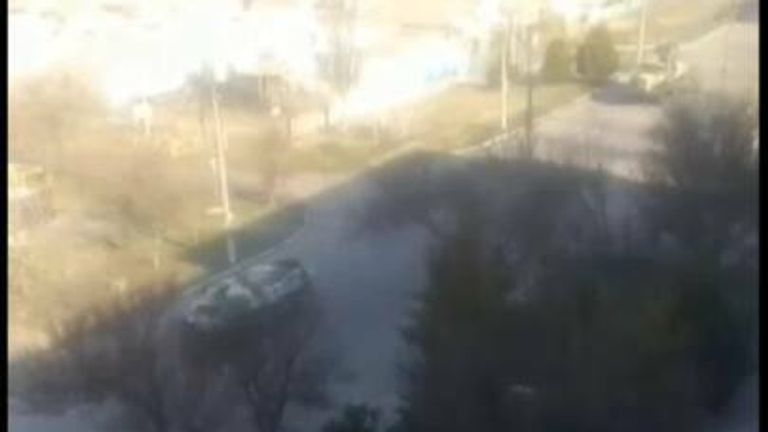 This video shows Russian military vehicles marked with &#39;Z&#39; travelling south towards the port on the Black Sea. 