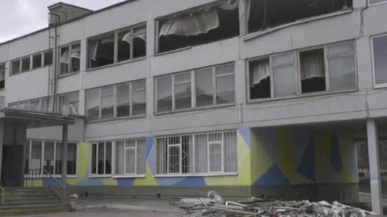 Kharkiv residents came together on Sunday (March 27) to help clear rubble and debris after a school was hit by a missile. 