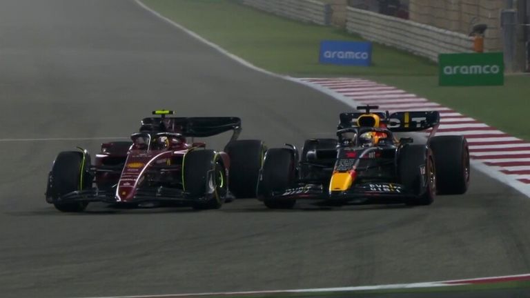 Video: Carlos Sainz vs Max Verstappen in 4K (main grandstand view) | 2022  Bahrain Test