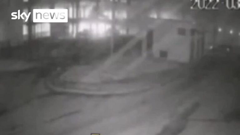 CCTV of explosion in Kharkiv