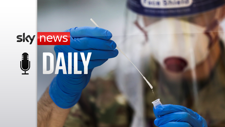 A member of the British Royal Air Force holds a lateral flow antigen test swab sample, amid the spread of the coronavirus disease (COVID-19), in Newcastle upon Tyne, Britain, November 25, 2020. REUTERS/Lee Smith 