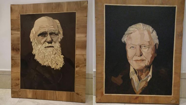 Anoosheh made carvings of Charles Darwin (left) and David Attenborough while in Evin prison