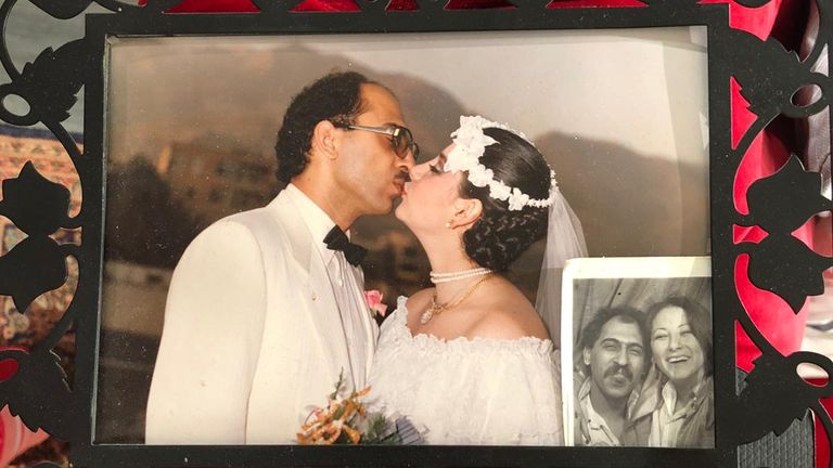 Young love: Anoosheh and Sherry on the wedding day, and a black and white photo booth picture from an early date together