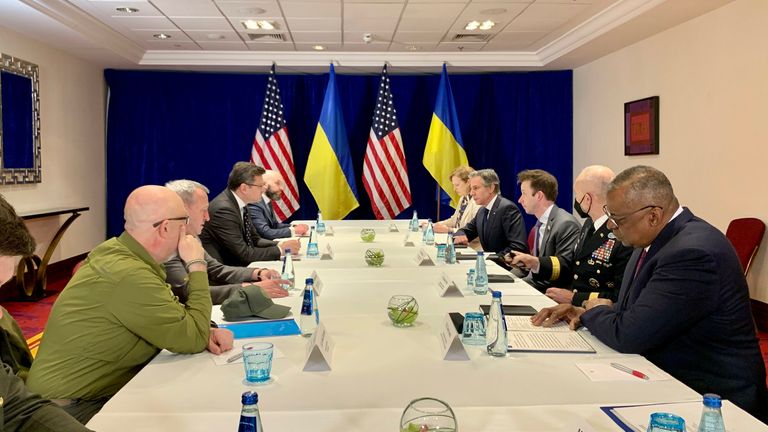 Ukraine foreign and defence ministers meeting their US counterparts in Warsaw