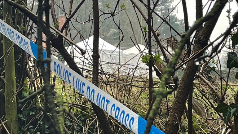 Police outside a property near Barton-on-the-Water in Gloucestershire as a murder probe into the deaths of two people continues
