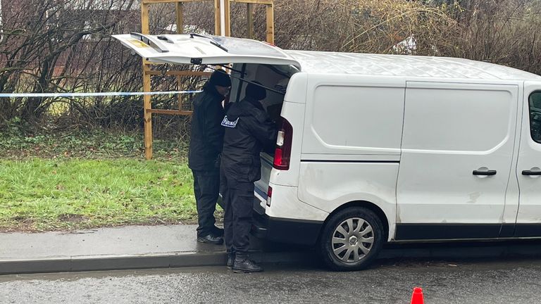 Police outside a property near Barton-on-the-Water in Gloucestershire as a murder probe into the deaths of two people continues