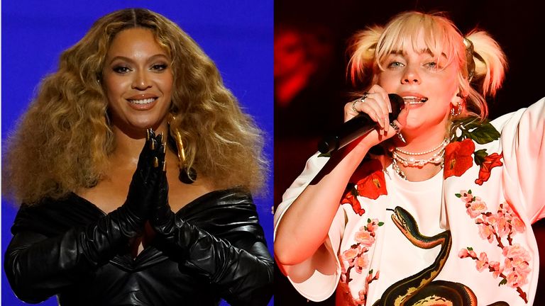 Beyonce and Billie Eilish will both perform at the Oscars. Pics: AP/Chris Pizzello/Evan Agostini/Invision