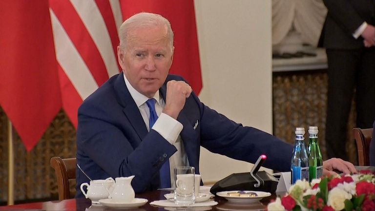 Joe Biden reaffirms the US commitment to NATO&#39;s Article 5 in Poland.