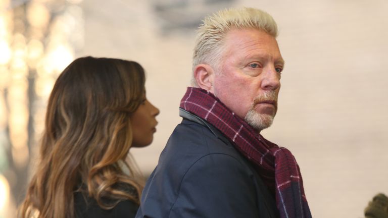 Boris Becker arrives at Southwark Crown Court as he goes on trial over charges relating to his bankruptcy. The former Wimbledon champion is accused of concealing funds and not handing over trophies to settle his debts. Picture date: Monday March 21, 2022.
