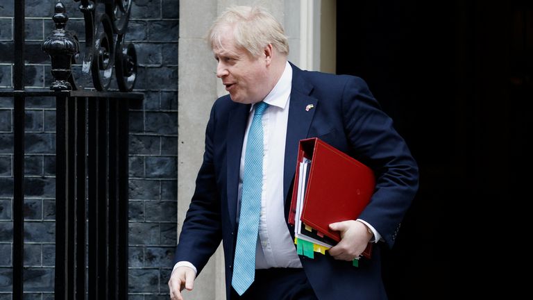 British Prime Minister Boris Johnson leaves Downing Street in London, Britain, March 23, 2022. REUTERS/Peter Cziborra
