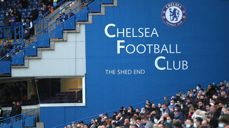 File photo dated 18-05-2021 of Chelsea fans in the stands stands during the Premier League match at Stamford Bridge, London. Roman Abramovich has been sanctioned by the UK Government, freezing the Russian-Israeli billionaire’s planned sale of Chelsea.Chelsea will be given a special licence to continue operation, but the sale of the Stamford Bridge club is now on hold. Issue date: Thursday March 10, 2022.

