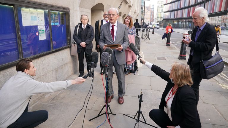 Chris Mullin speaks to the media outside the Old Bailey in London, following his successful challenge to an application by West Midlands Police requiring him to disclose source material dating back to his investigation in 1985 and 1986 relating to the 1974 Birmingham pub bombings. Picture date: Tuesday March 22, 2022.
