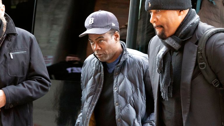 Chris Rock arriving at the Wilbur Theatre before a performance on Wednesday