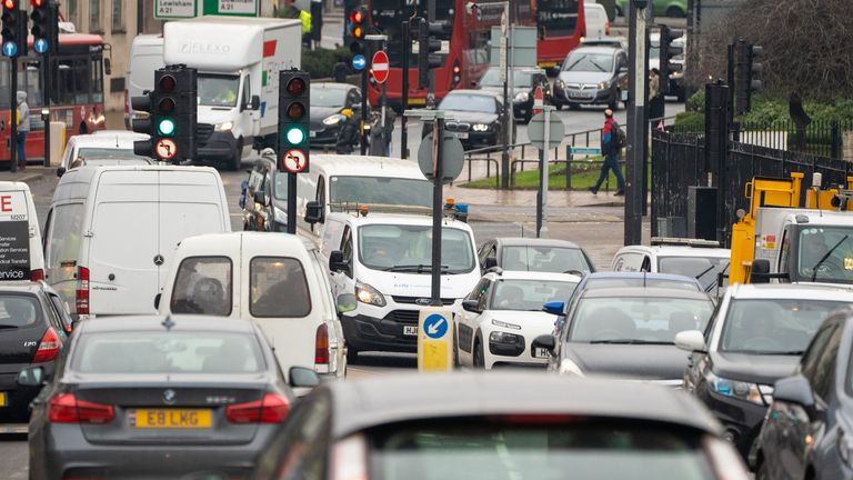 Vehicles queue in heavy traffic in south London, as Mayor of London Sadiq Khan has announced plans for an expanded Ultra Low Emission Zone (ULEZ) extending to the edges of Greater London. Picture date: Friday March 4, 2022.