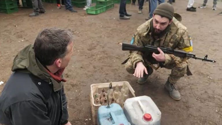 Ukrainians in Dnipro have been making Molotov cocktails to prepare for battle