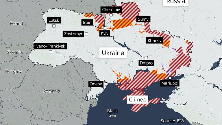 Areas under Russian control and advanced from March 11