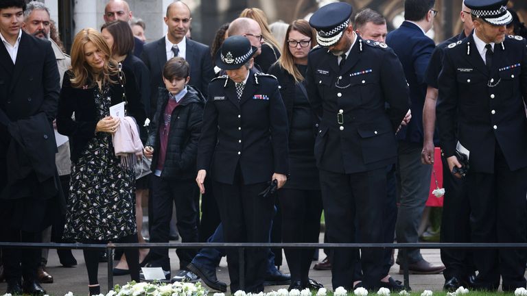 Commissioner of the Metropolitan Police Cressida Dick pays respects outside St. Margaret&#39;s Church, following a memorial service on the 2017 Westminster Bridge attack, in London, Britain, March 22, 2022. REUTERS/Henry Nicholls
